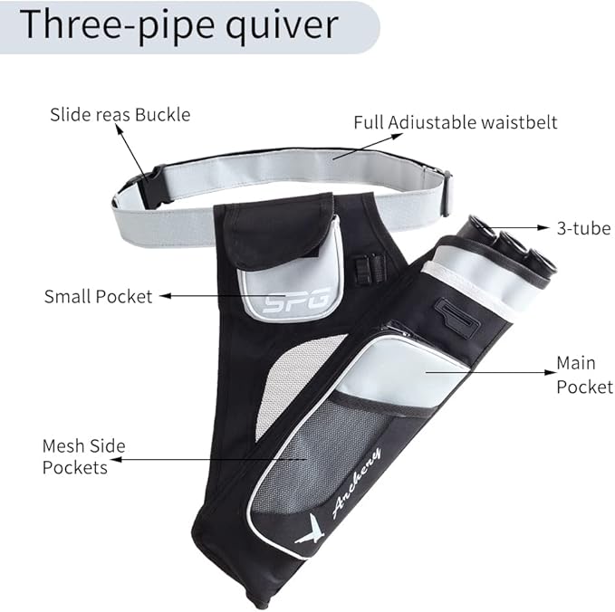 SOPOGER Archery Hip Quiver for Arrows - 3 or 4 Tube Bow Belt Quiver Waist Hanged for Youth Teens Adults Compound Bow Recurve Bow Target Shooting