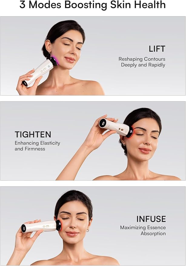 INIA 3-in-1 Red Light Therapy for Face and Neck Facial Massager True Beauty Glow Device, Lifting & Firming Skincare Tool-FlexoryFit