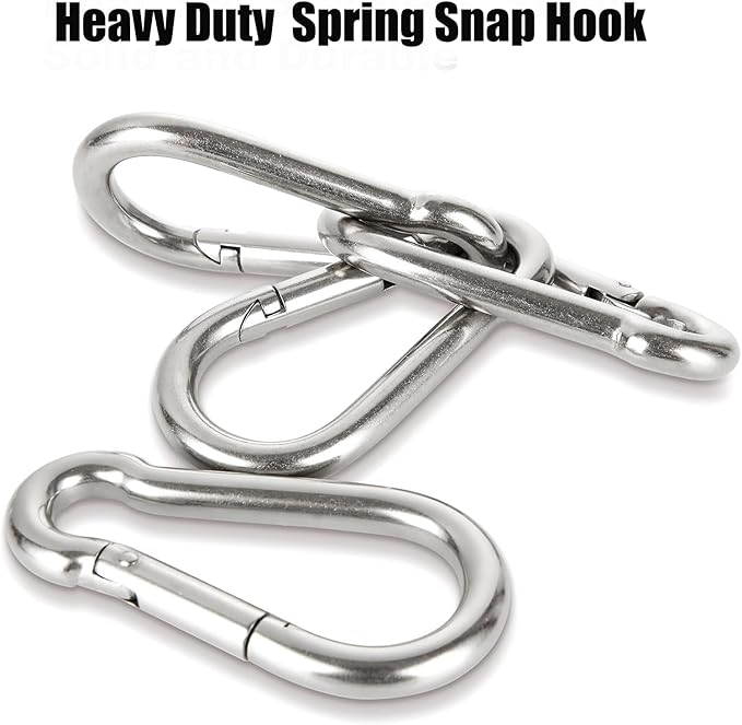 Spring Snap Hooks M5 M6 M8 M10 Carabiner Heavy Duty Carabiner Clips Galvanized Steel Quick Links Caribiniers Hammocks Hooks for Camping Hiking Outdoor Swing Pet Leash Gym