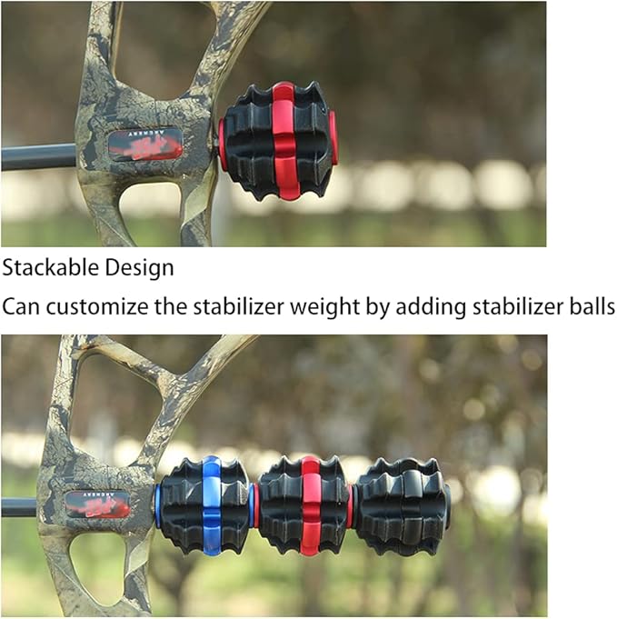 ZSHJGJR Archery Stackable Bow Stabilizer Ball Reduce Shock Absorber Balance Bar Vibration Damper Silencer for Recurve Compound Bow Hunting Shooting
