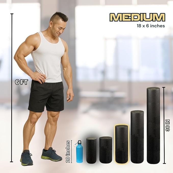 FitNation Foam Roller – High-Density Foam Muscle Roller – Textured Foam Rollers for Muscle Massage, Stretching, Pilates, Yoga-FlexoryFit
