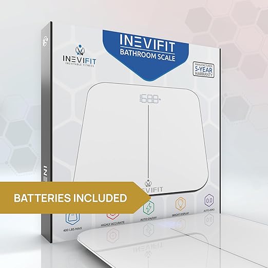 INEVIFIT Premium Bathroom Scale, Highly Accurate Digital Bathroom Body Scale, Precisely Measures Weight up to 400 lbs-FlexoryFit