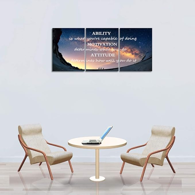 3 Panels Successful Inspirational Posters Quotes Wall Art Ability Modern Motivational Painting Picture Prints on Canvas Artwork Motto for Office Bedroom Decor Living Room Home Decor (16”Hx36”W)-FlexoryFit