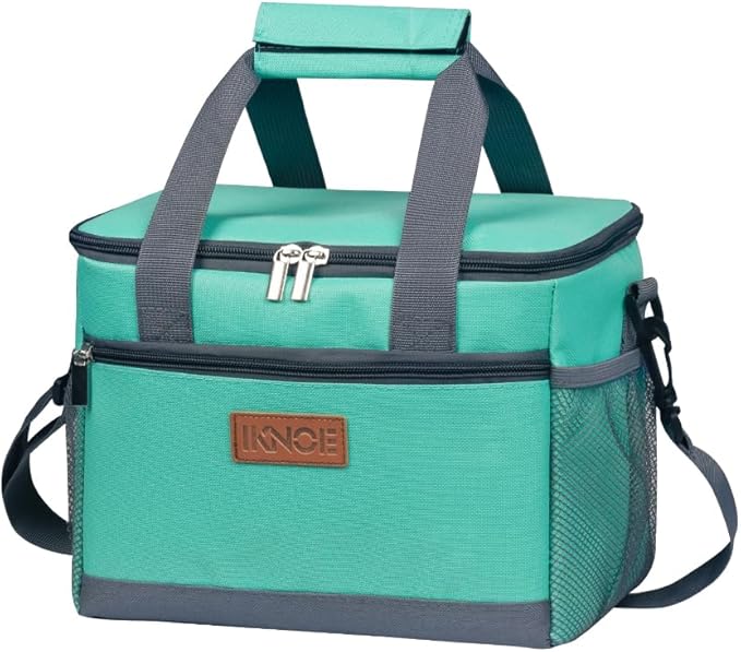 iknoe Large Foldable Cooler Bag, 8.5L Insulated Lunch Bag, Leakproof Lunch Cooler Tote with Multi-Bag Design Suitable for Beach, Picnic and Office Use,Mint Green 15-Can-FlexoryFit