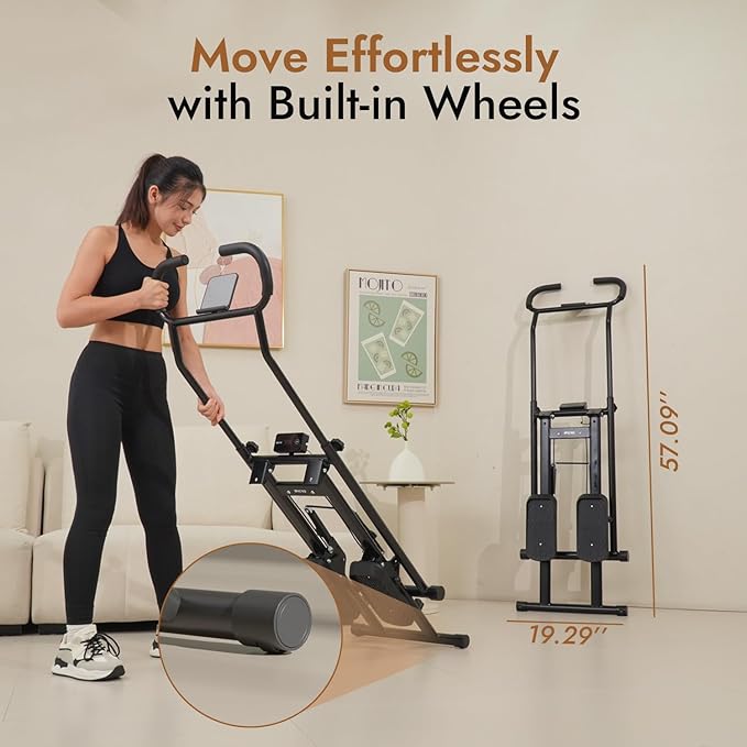 Stair Stepper with Adjustable Resistance - Stair Climber for Home Gym, Folding Cardio Machine with Extended Step Range, Adjustable Handlebar & Pedals, Tablet Holder by MACYO