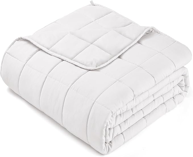 yescool Weighted Blanket for Adults (25 lbs, 88โ x 104โ, White) Cooling Heavy Blanket for Sleeping Perfect for 240-260 lbs, King Size Breathable Blanket with Premium Glass Bead