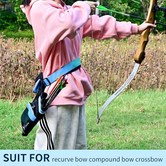 SOPOGER Archery Hip Quiver for Arrows - 3 or 4 Tube Bow Belt Quiver Waist Hanged for Youth Teens Adults Compound Bow Recurve Bow Target Shooting
