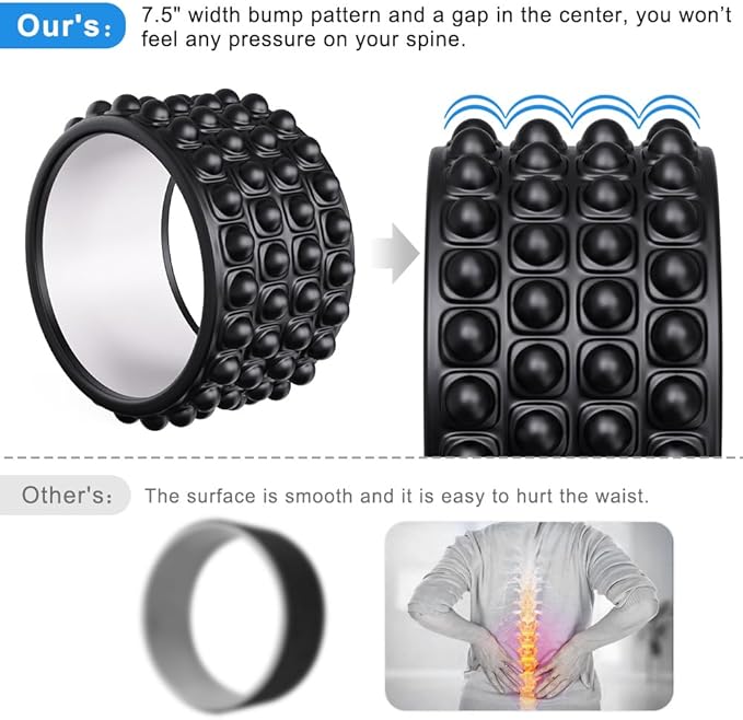 Kipika Back Roller Wheel,Back Stretcher,Back Cracker,Yoga Wheel, Foam Roller for Back Pain Relief and Posture Correction with Massage Ball-FlexoryFit