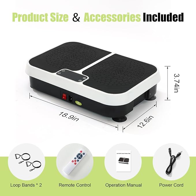 Homesy Vibration Plate Exercise Machine, Vibrating Plate for Lymphatic Drainage, Full Body Shaking Workout Fitness Platform Board, Sport Gym Equipment for Weight Loss Fat Burner for Women Men-FlexoryFit