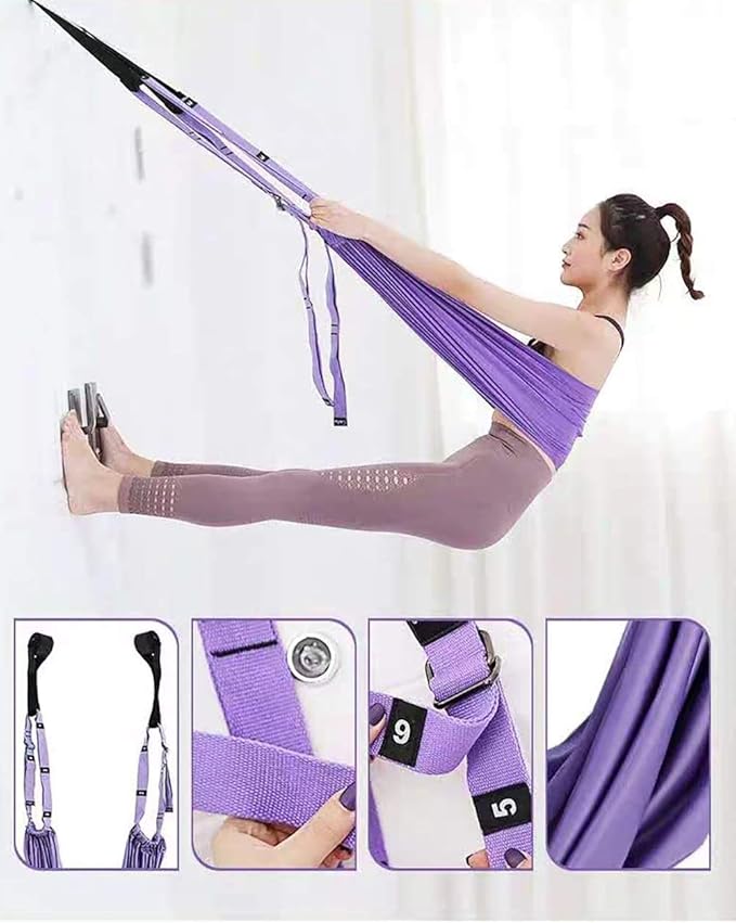 Yoga Stretching Strap, Adjustable Height Leg Stretcher Waist Back Stretch Band Aerial Yoga, Anti-gravity Inversion Exercises Door Flexibility Tensile Trainer for Rehab Pilates Dance Splits-FlexoryFit