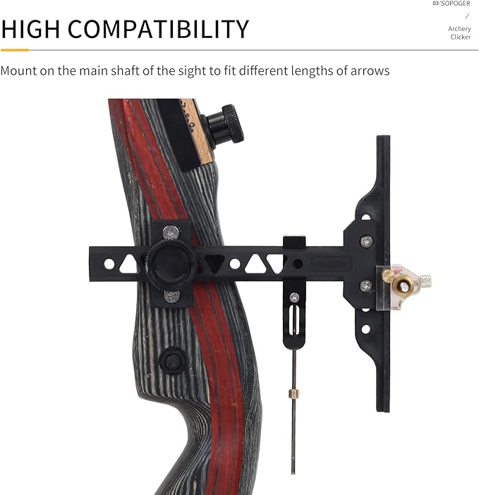 SOPOGER Archery Clicker Magnetic Recurve Bow Clicker Aluminum Bow Sight Clicker with Adjustable Slider Arrow Shooting Signal Bow Accessories for Hunting,Shooting,Competition