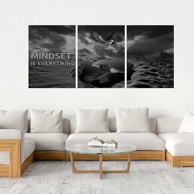 Yetaryy 3 Panels Inspirational Canvas Painting Motivational Wall Art Success Framed Poster Grind Hustle Positive Quotes Wall Poster Office Inspirational Wall Decor 36''W x 16''H (Animals-HeiYing-3S)-FlexoryFit