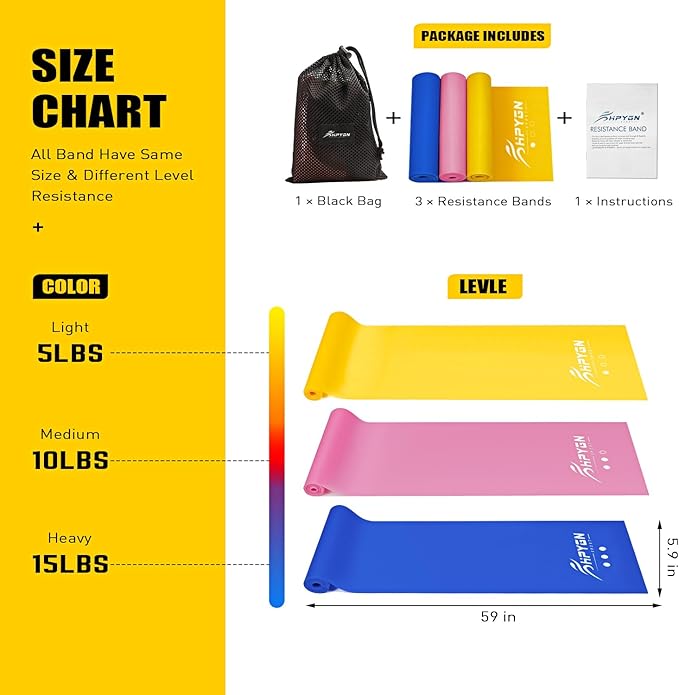 Resistance Bands, Exercise Bands, Physical Therapy Bands for Strength Training, Yoga, Pilates, Stretch Elastic Band with Different Strengths, Workout Bands for Home Gym-FlexoryFit