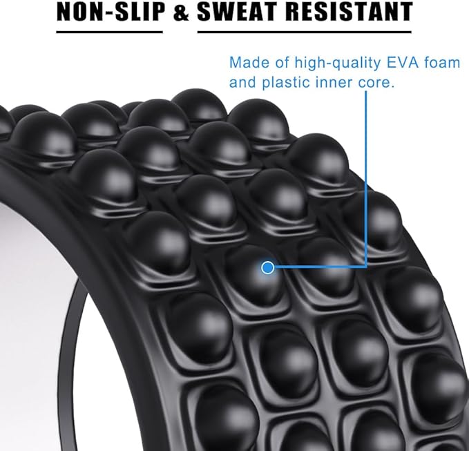 Kipika Back Roller Wheel,Back Stretcher,Back Cracker,Yoga Wheel, Foam Roller for Back Pain Relief and Posture Correction with Massage Ball-FlexoryFit