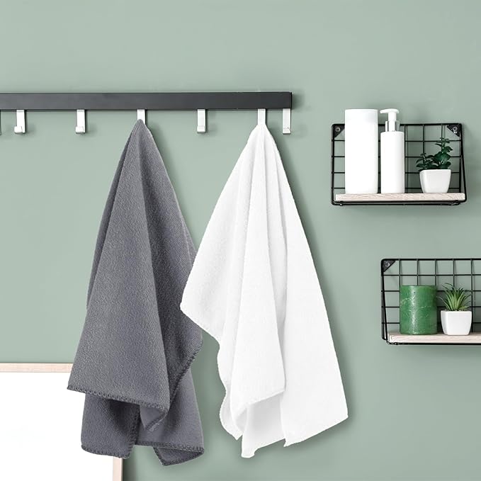 JML Microfiber Towels, Bath Towel Set (6 Pack, 27" x 55") - Extra Large, Soft, Absorbent, Fast Drying Bathroom Towel for Shower, Swimming, Fitness, Sport, Yoga, Peach/Grey/Blue-FlexoryFit