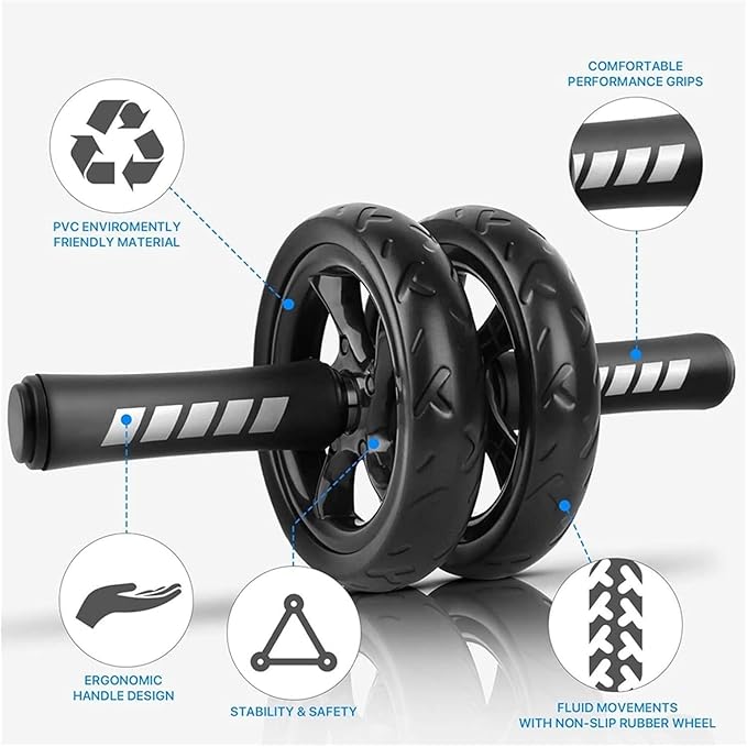 Ab Roller Wheel, Abdominal Wheel for Abdominal Exercise Machine, Arespark Home Gym Equipment for Core Workout, No Noise Ab Roller Exercise Equipment with Knee Mat and Foam Handle-FlexoryFit