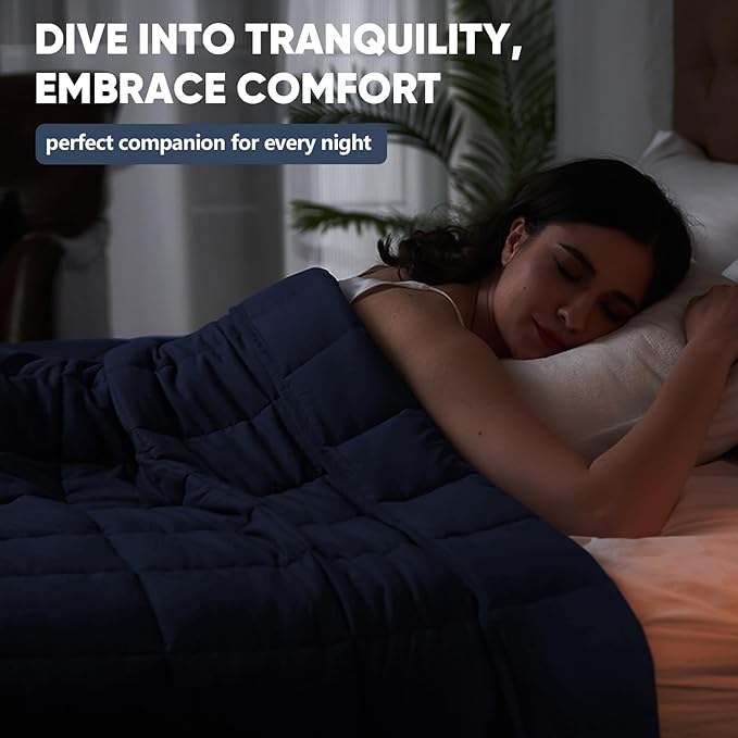 King Size Weighted Blanket for Adults (30 lbs, 80โ x 87โ, Navy & Blue) Cooling Heavy Blanket for Sleeping Perfect for 290-310 lbs, Breathable Blanket for Adults & Couple All Season, Machine Washable