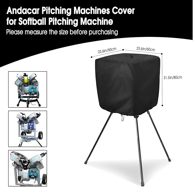 Pitching Machines Cover for Sports Attack Junior Hack Attack Softball Pitching Machine, 600D Waterproof Baseball Pitching Machines Cover, Black