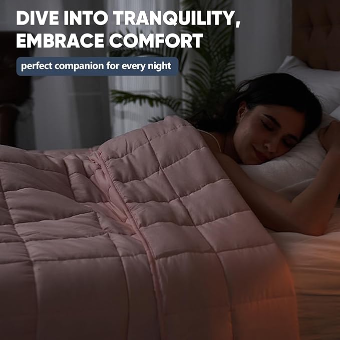 yescool King Size Weighted Blanket for Adults (25 lbs, 80โ x 87โ, Pink) Cooling Heavy Blanket for Sleeping Perfect for 240-260 lbs, Breathable Blanket for Adults & Couple All Season, Machine Washable
