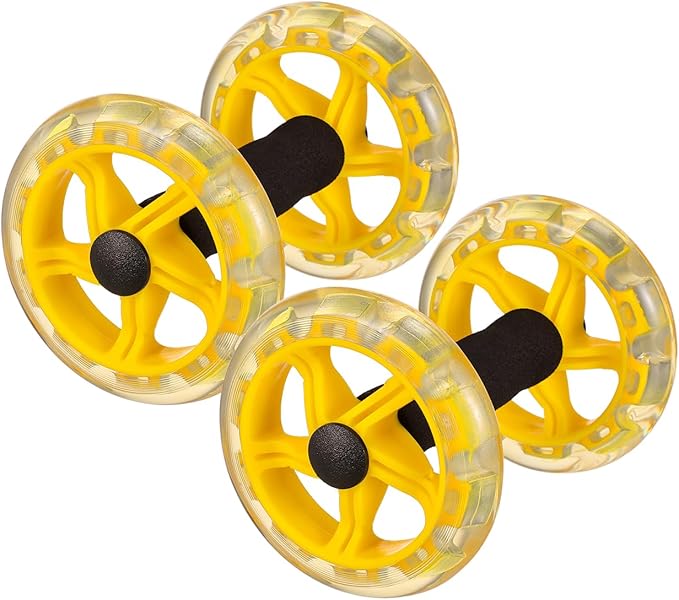 Household Appliances Exercise Abdominal Roller Workout Roller Abs Ab Fitness Roller Yellow Equipment Fitness Device Fitness Wheel Ab Wheel Dumbbel Ab-FlexoryFit
