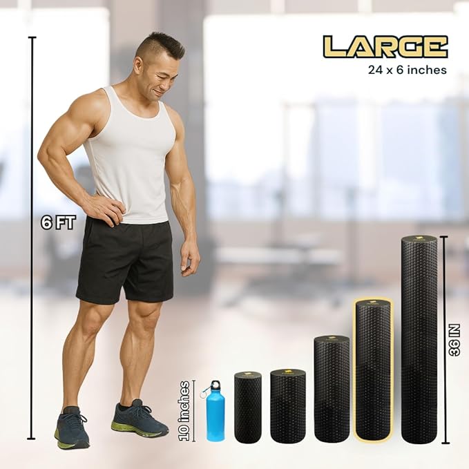 FitNation Foam Roller – High-Density Foam Muscle Roller – Textured Foam Rollers for Muscle Massage, Stretching, Pilates, Yoga-FlexoryFit