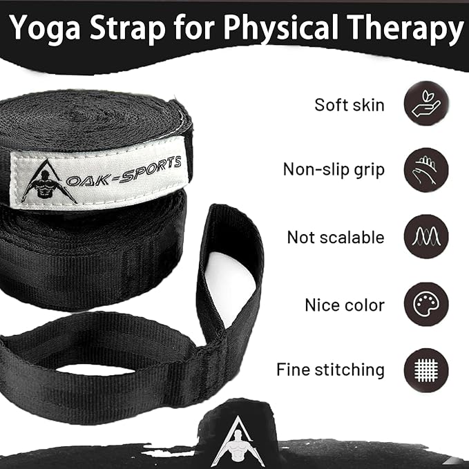 Stretching Strap Yoga Strap with Loops, Stretch Straps for Physical Therapy, Non-Elastic Exercise Strap for Pilates, Dance and Gymnastics with Workout Guide-FlexoryFit