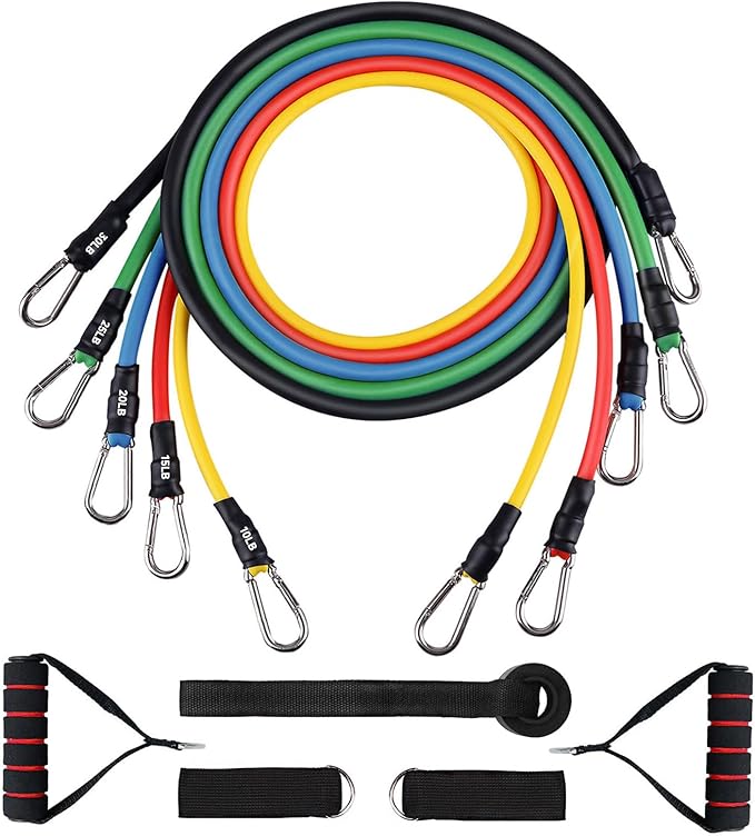 Resistance Bands Set, Workout Bands with Handles, Door Anchor, Ankle Straps and Carry Bag, Exercise Bands for Shape Body and Home Workouts-FlexoryFit