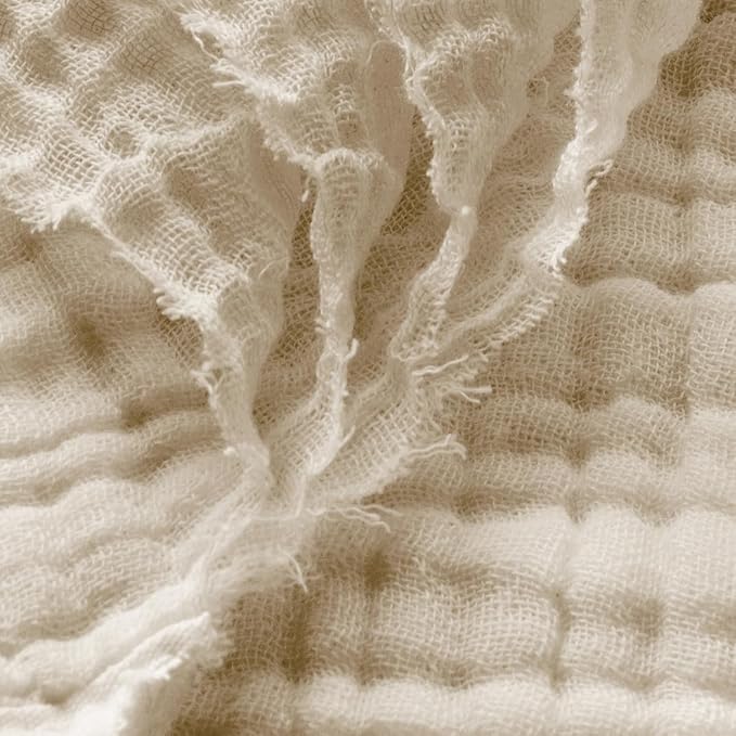 Carriediosa 100% Cotton Muslin Throw Blanket 50" X 70" Throw XL Size,4-Layers Summer Gauze Throws for Bed Couch,Soft Lightweight Breathable Linen Blankets Bedspread for Adults All Season,Khaki