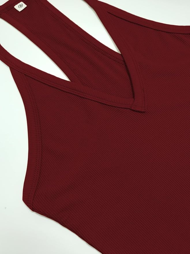iGENJUN Workout Tops for Women Racerback Basic Tank Summer 2025 Camisole V Neck Slim Fit Ribbed Sleeveless-FlexoryFit