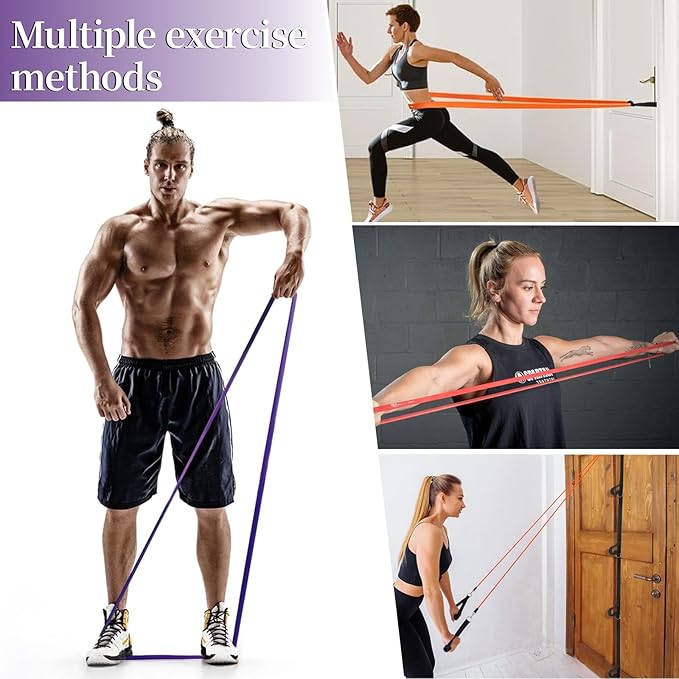 Resistance Bands for Working Out, Pull Up Assistance Bands, Exercise Workout Bands for Men & Women, Gym Bands with Door Anchor & Handle, Stretching Bands for Physical Therapy, Muscle Training-FlexoryFit