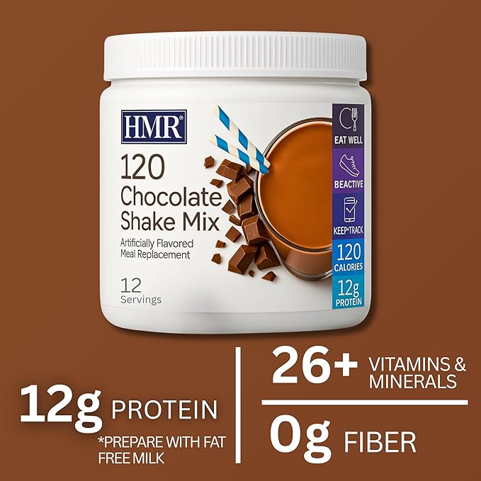 HMR 120 Chocolate Shake Meal Replacement Powder | Chocolate Shake Mix to Support Healthy Weight Loss | 12g of Protein | Nutritional Drink | Low Calorie Food | 12 Servings-FlexoryFit
