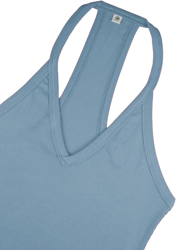 iGENJUN Workout Tops for Women Racerback Basic Tank Summer 2025 Camisole V Neck Slim Fit Ribbed Sleeveless-FlexoryFit