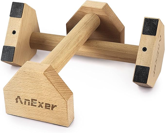 Push Up Stands, Handstand Parallettes Bars, Solid Wood Push Up Bars with Non-Slip Mat Push up Handles for Floor Exercise Home Workout Equipment for Men & Women Strength Training-FlexoryFit