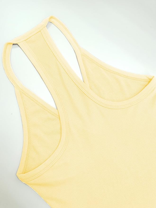 iGENJUN Workout Tops for Women Racerback Basic Tank Summer 2025 Camisole V Neck Slim Fit Ribbed Sleeveless-FlexoryFit