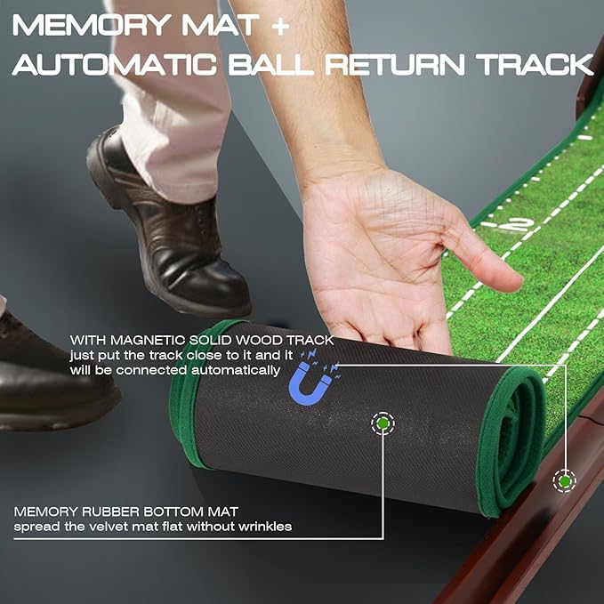 Putting Green Putting matt for Indoors Golf Putting Mat - Indoor Putting with Ball. Putting matt for Golf Practice, Portable and Easy to Clean. Great Gift