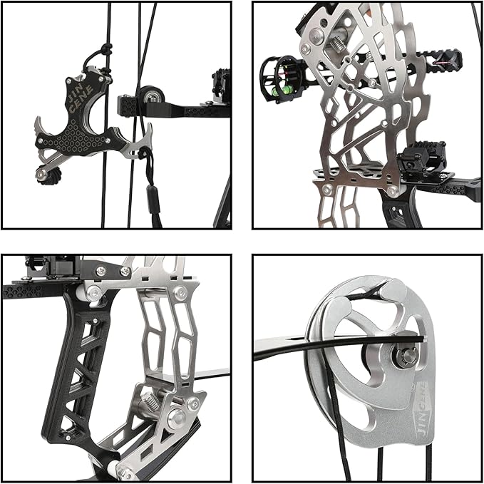 Short Axle Compound Bow Hunting Package Adjustable Draw Weight 15-32 Lbs No Bow Press Needed Includes 8 Carbon Arrows, Wrist Release & Sight Left/Right Hand (Short Shaft Type 1)