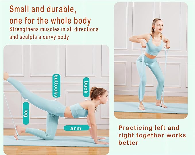 Figure 8 Resistance Band, Arm Back Shoulder Exercise Elastic Rope Stretch Fitness Band, Foot, Leg, Hand Stretcher, Arm Exerciser for Yoga Pilates Stretching Physical Therapy, Home Gym Workout-FlexoryFit