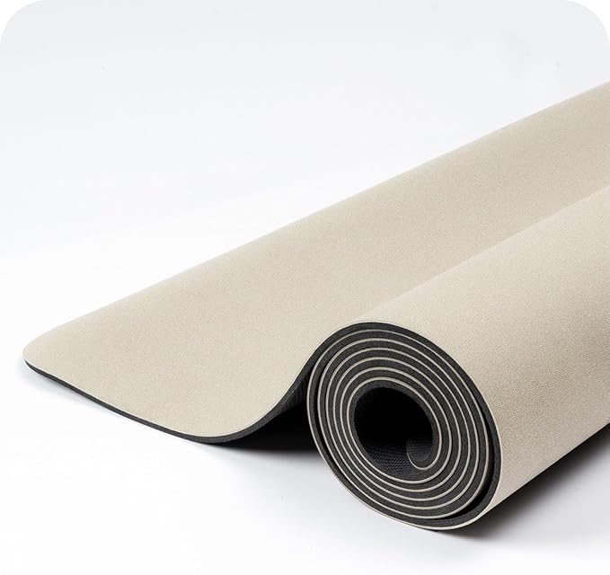 4mm Cushioned Exercise Mat for Yoga & Pilates - Anti Slip, Polyurethane with Suede Top & Carrying Strap-FlexoryFit