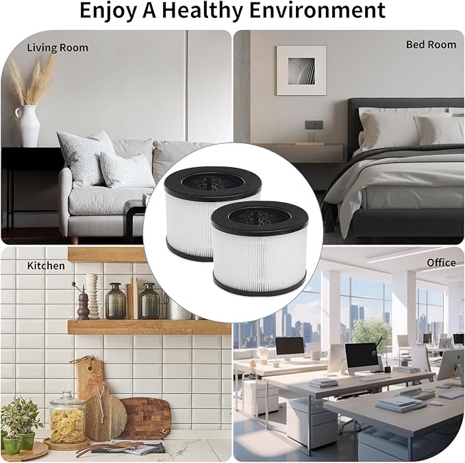 2 Pcs M01 Air Filter Replacement Compatible with MOOKA M01 Air Purifier, H13 True Hepa Filter, 3-in-1 Pre-Filter Activated Carbon Filter Filtration System