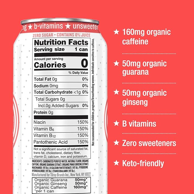 Hiball Energy Sparkling Water Zero Sugar and Zero Calorie Drink, Grapefruit, 16 Fl Oz ( 8 Count)-FlexoryFit