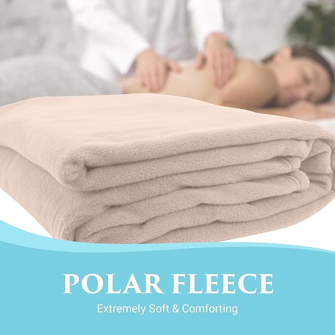 NRG Polar Fleece Blankets Fleece Massage Table Blanket - 60" x 86" - Natural - Ultra Soft, Warm & Comfortable - Lightweight Blanket Perfect for Most Massage Tables - Machine Washable