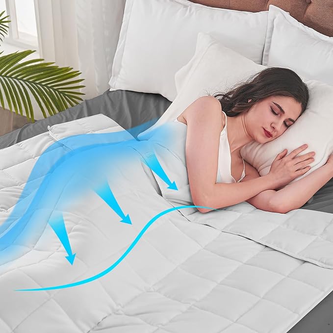 King Size Weighted Blanket for Adults (30 lbs, 80โ x 87โ, White) Cooling Heavy Blanket for Sleeping Perfect for 290-310 lbs, Breathable Blanket for Adults & Couple All Season, Machine Washable