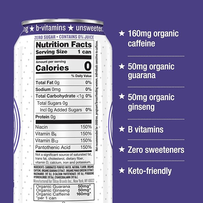 Hiball Clean Energy Seltzer Water, Caffeinated Sparkling Water Made with Vitamin B12 and Vitamin B6, Sugar Free 16 Fl Oz (Pack of 8), Blackberry-FlexoryFit