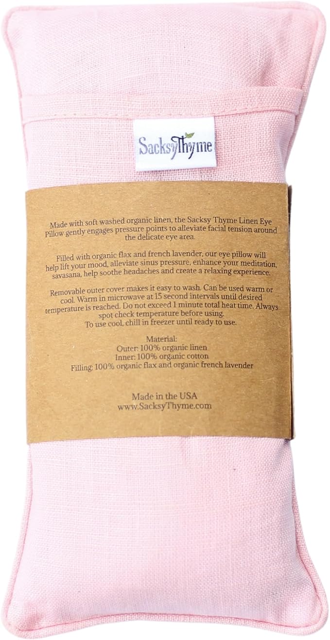 Organic Linen Eye Pillow - Lavender & Flaxseed for Relaxation, Yoga, Stress Relief - Microwavable Heating Pad & Cool Compress - Made in USA - Gifts for Meditation-FlexoryFit