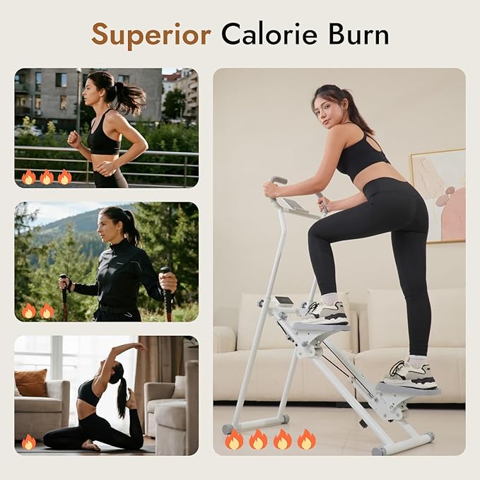 Stair Stepper with Adjustable Resistance - Stair Climber for Home Gym, Folding Cardio Machine with Extended Step Range, Adjustable Handlebar & Pedals, Tablet Holder by MACYO