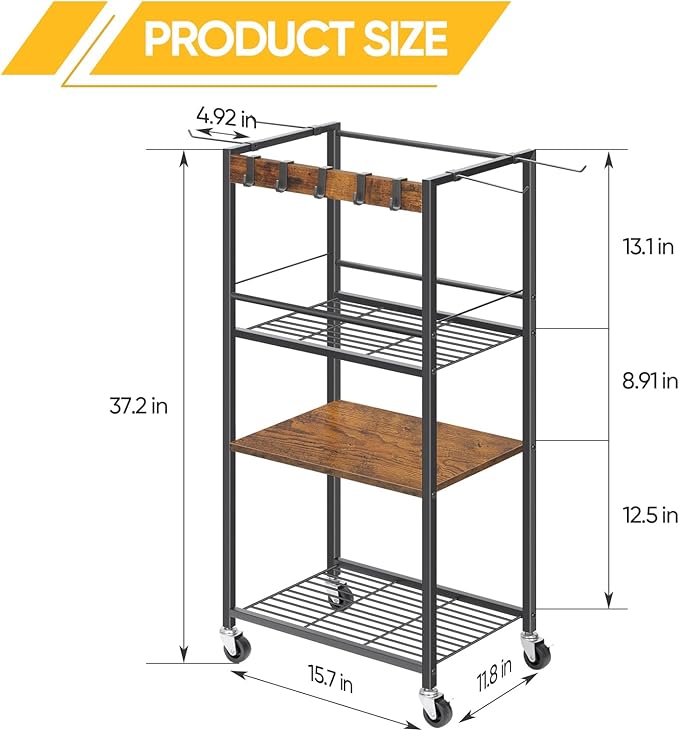 Home Gym Storage Rack, Heavy Duty Yoga Mat Holder Workout Equipment Storage Organizer Weight Rack with Hooks & Wheels for Dumbbells Kettlebells Dumbbell Yoga Block Foam Rollers Yoga Strap Resistance Bands, Fitness Exercise Equipment-FlexoryFit