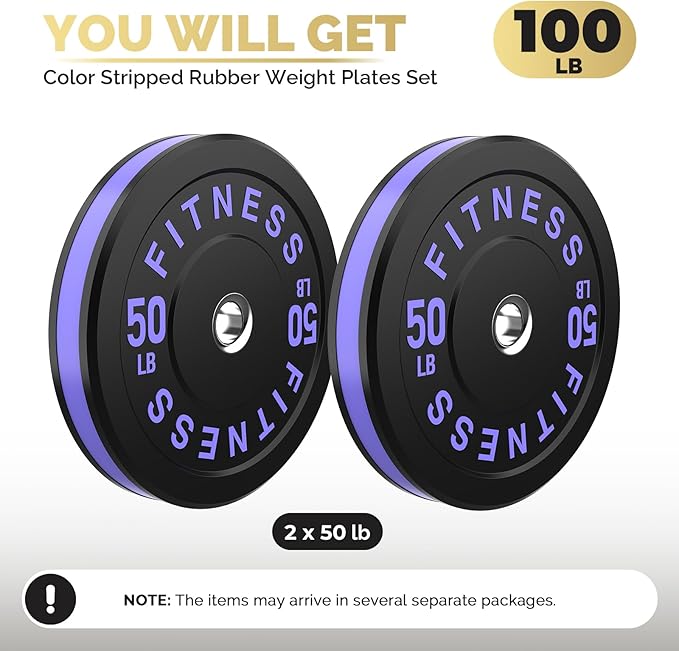 2 Inch Bumper Plates,10-500lbs,Barbell Rubber Olympic Weight Plates Set for Home Gym, Strength Training & Weight Lifting, Multiple Options Colors