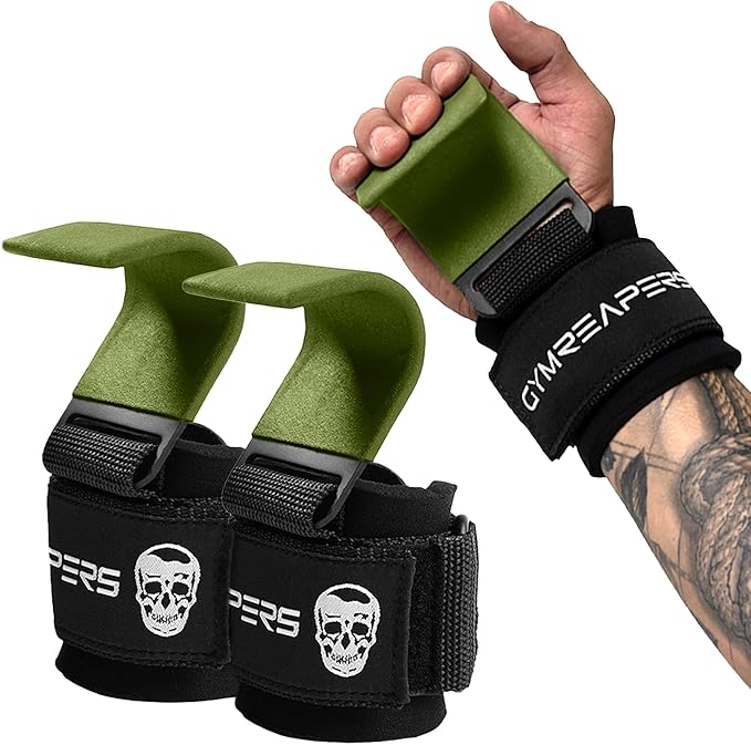 Gymreapers Weight Lifting Hooks (Pair), Heavy Duty Power Wrist Straps Hand Grip Support For Deadlifts, Pull Ups, Shrugs - Gym Gloves For Men and Women-FlexoryFit