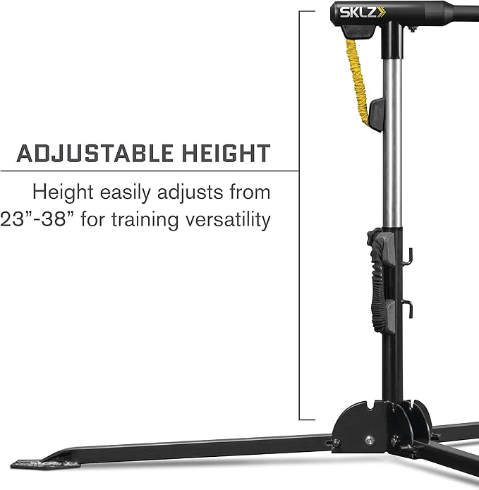 SKLZ Hurricane Batting Swing Trainer for Baseball & Softball - Durable Swing Arm - 4 Power Band System - High-Visibility, Anti-Dent Target Ball Head - Screw-in Base Legs, Metal Stakes & Carry Bag