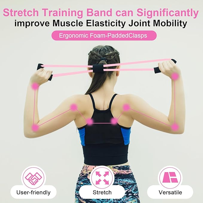 Figure 8 Shaped Resistance Bands -4-Pack Workout Bands with Handles Figure, 8 Exercise Bands for arm Shoulder Stretching, Leg Stretching, Yoga, Pilates, Home Gym Workout Equipment for Women Men-FlexoryFit
